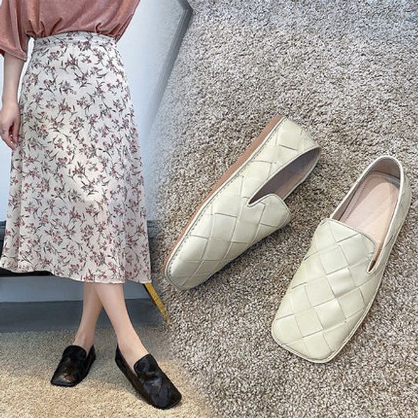 

женская обувь весна 2020 новой дикие плоских ботинки женщины моды случайных lefu горох мягкой нижней куклы, Black