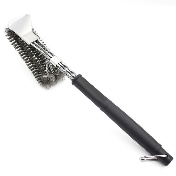 

grill brush and scraper bbq cleaner 18" stainless steel woven wire grill cleaning brush barbecue accessories jk2005kd