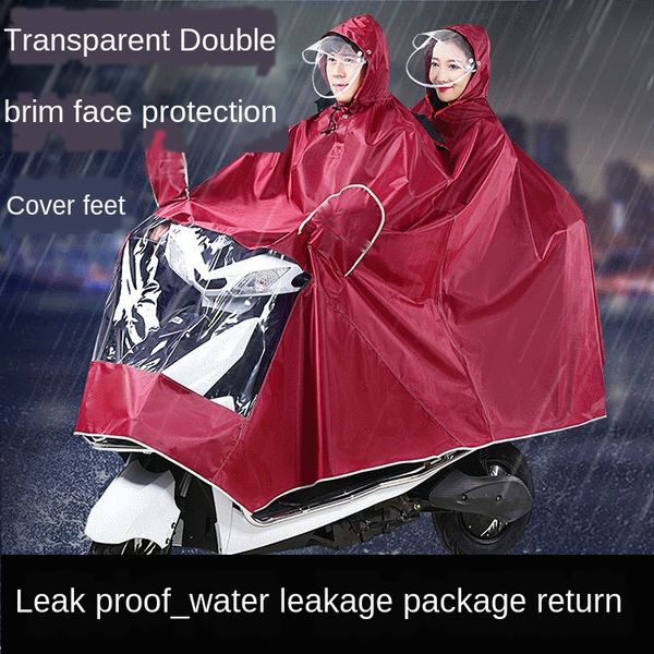 

motorcycle bicycle electric bicycle riding raincoat poncho electric car single double extra motorcycle raincoat, Red;brown