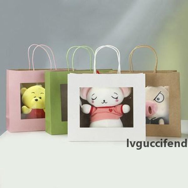 

kraft paper window opening horizontal bag pure gift paper bag new type window multicolor packing bag yt0051