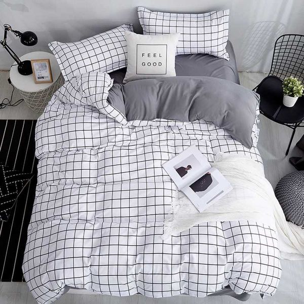 

bedding sets bonenjoy  size set white color black plaid microfiber reactive printed king bed linen for bedroom kit