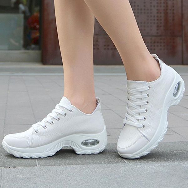 

fashion women's outdoor running shoes ladies solid mesh breathable lace-up canvas sports shoes casual sneakers sports #4