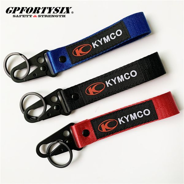 

kymco motorcycle keychain nylon fabric stitching lanyard zinc alloy moto gp keychain car keyring motorcycle fans souvenir gift, Silver