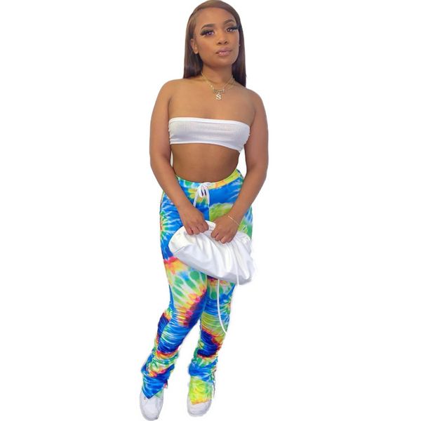 

womens designer full length flare pants high waist slim print stacked sweatpants causal woman clothes, Black;white