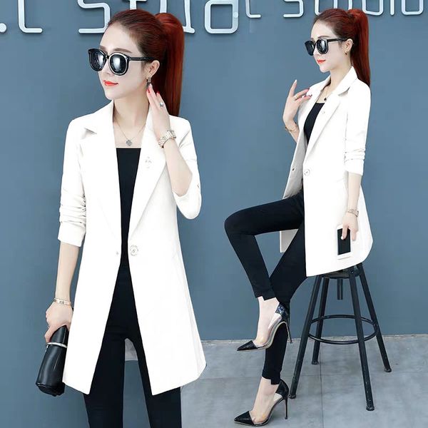 

jacket women's spring and autumn blazer 2020 new korean version waist closing temperament slim middle long net red small suit, White;black