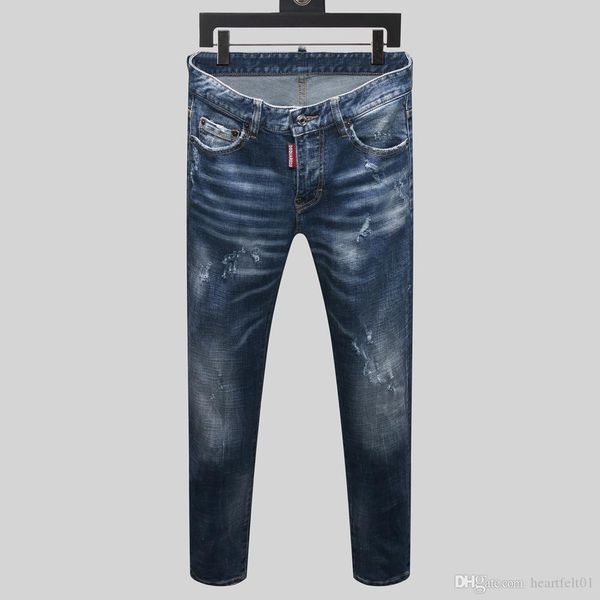 

brand jeans mens luxury designer jeans baggy biker high waisted ripped rock revival black skinny men jean jeckets long pants trousers 012, Blue