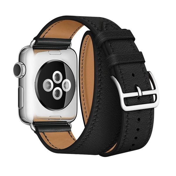 

double circle loop bracelet leather band for apple watch 3 2 1 42mm 38mm strap for iwatch series 4 5 40mm 44mm accessories