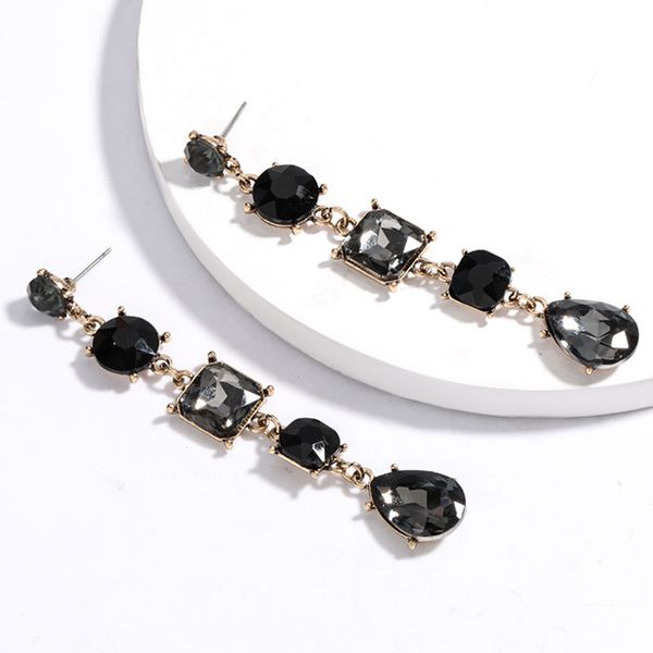 

fashion ins style simple all-match geometric acrylic diamond long earrings female girls' heart ear accessories, Golden