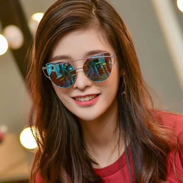

2020 fashion cat eye sunglasses women colorful glasses metal pink black men oversized sunglasses female male oculos, White;black
