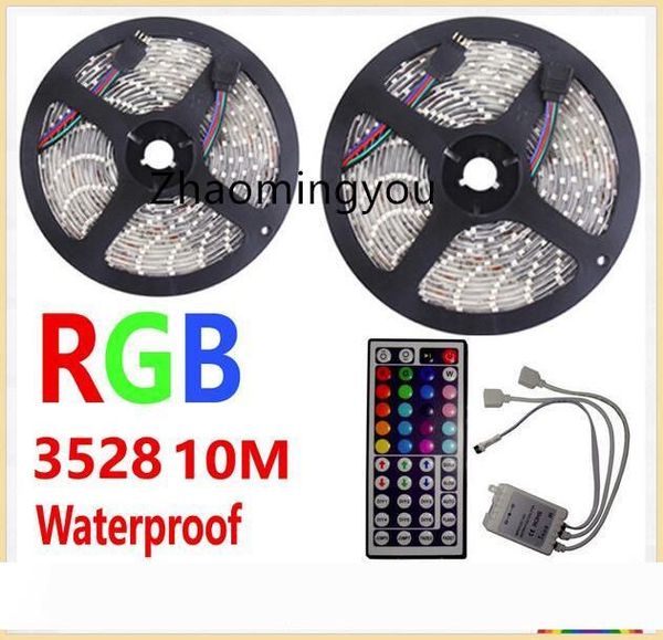 

2*5M 10M LED Strip RGB 3528 Waterproof IP65 DC12V 60LEDs M SMD Outdoor Strips Lighting with 44 Keys IR Remote Controller