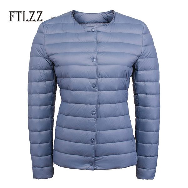 

ultra light down jacket women slim single breasted short white duck down coat autumn winter lightweight warm parkas outwear, Black