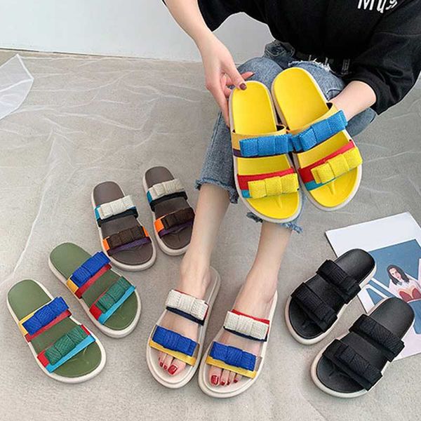 

2020 women's sandals summer fashion women chunky beach sandal denim bow-knot comfortable sandalias mujer, Black