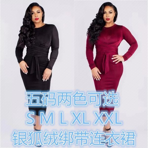 

h8893 african clothing selling silver fox velvet strap casual dress european and american womens clothing, White;black
