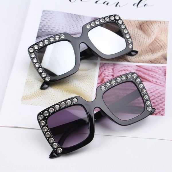 

children's square sun diamond large frame diamond fashionable sunglasses for boys and girls uv-proof glasses, Blue