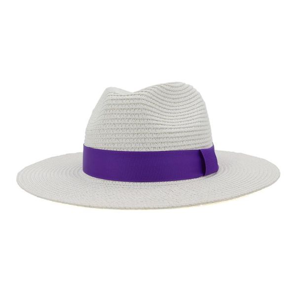 

hanxi new white straw hats women men jazz sun hat outdoors on vacation sunscreen will eaves beach hat, Blue;gray