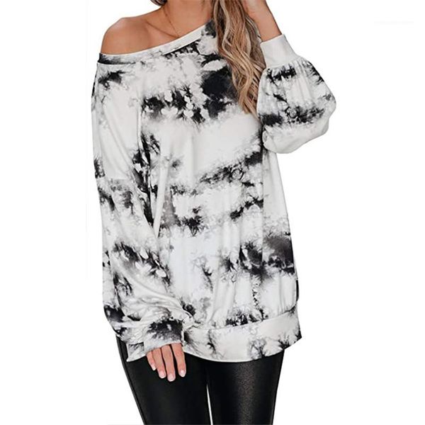 

clothing women tie dyed designer hoodies casual o neck lantern sleeve loose hoodies new women autumn, Black