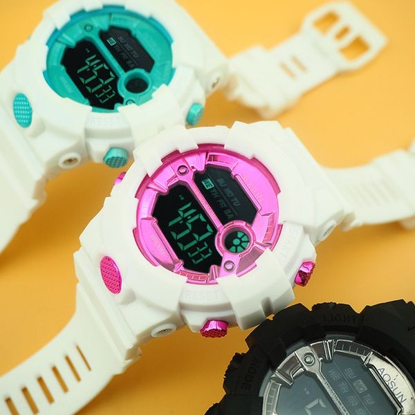 

tuoar ins electronic sports female student korean fashion ulzzang lighting silicone luminous watch luminous dual-display multifunctional sil, Blue
