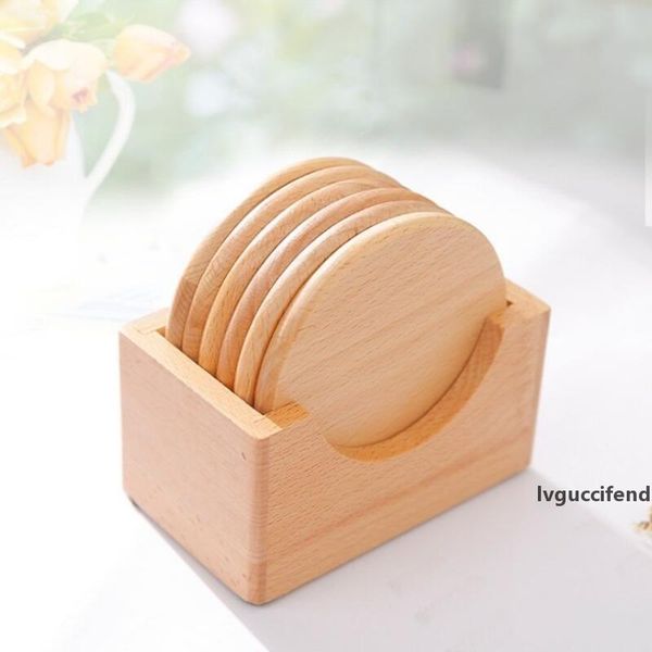 

wooden non-slip mug pad set 6pcs heat-resistant coaster anti scalding insulation mat cup pad drink holder table mat lx8255