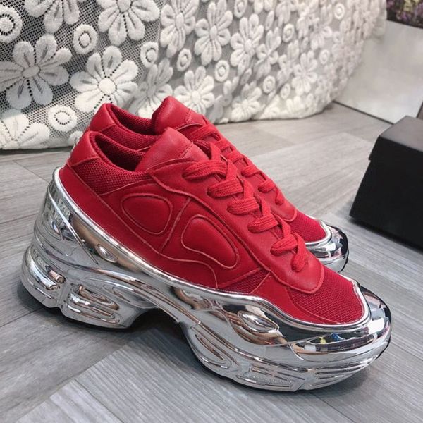

designer womens casual shoes luxury black white red pink silver color matching platform round head sneakers with box size 35-40