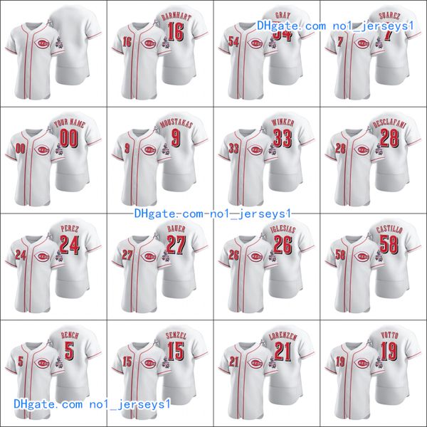

цинциннати красные 7 эухенио суарес 27 тревор bauer 5 джонни скамья 19 joey votto мужчины женщины молодежь на заказ белый 2020 аутентичные д, Black