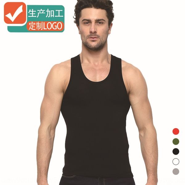 

new modal men' sports bodybuilding slim fit elastic vest tight men' sleeveless vest, White;black