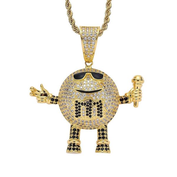 

popular rapper pendant necklace m&m's microphone shape pendant necklace with stainless steel chain hip hop jewelry, Silver