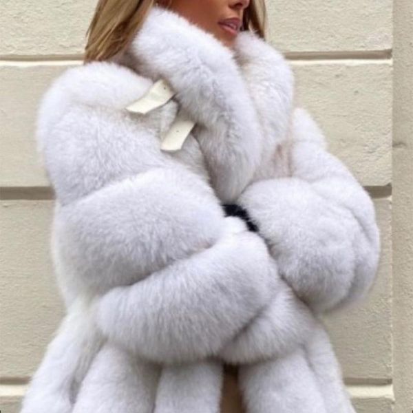 

yoloagain winter warm thick women long real fur coat ladies turn down collar natural fur jacket, Black