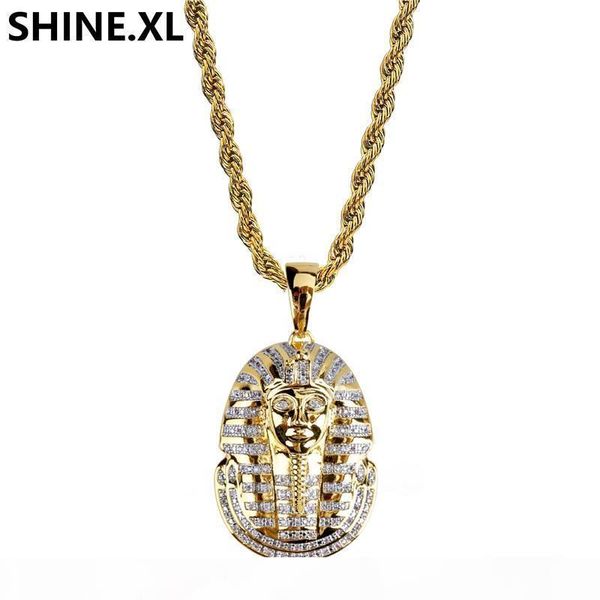 

hip hop bling jewelry micro pave zircon egyptian pharaoh pendant necklace classic ancient ornaments necklaces for man, Silver