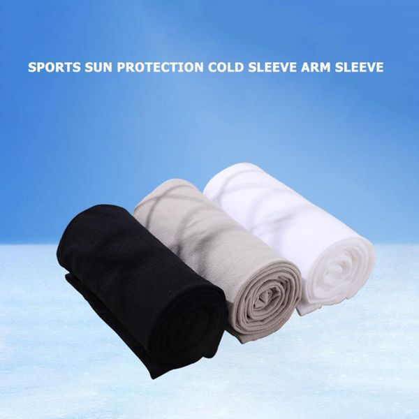 

2pcs ice fabric arm sleeves summer sport sleeve portable durable practical classic uv protection running hand bands, Black;gray