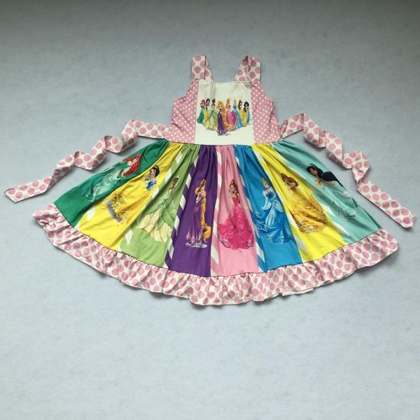 

smocked fashion adorable girl boutique party princesses panels twirl dress t200709, Red;yellow