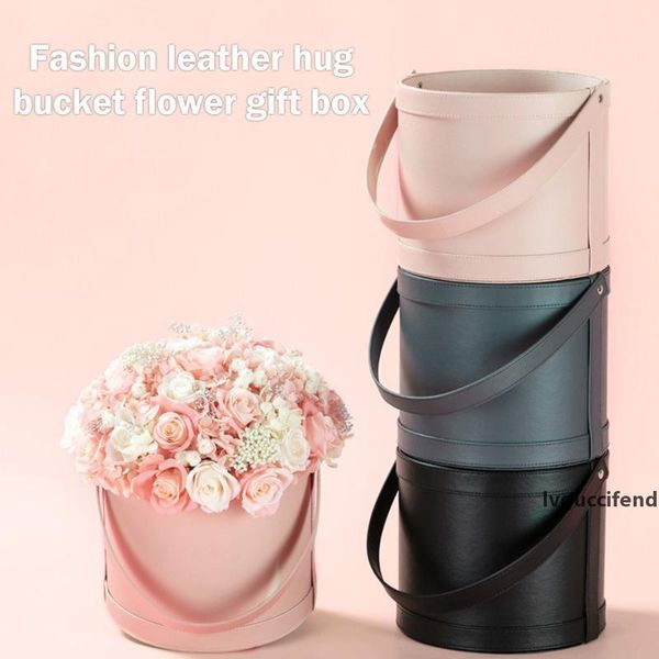 

mini round leather flower boxes rose box valentine s day florist gift party favor packaging box wedding party decoration