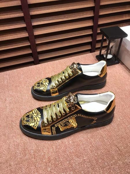 

2020a fashion men's running shoes luxury casual shoes breathable leather classic sneakers low-party shoes, size: 38-451, Black