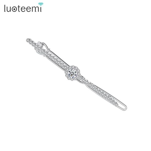 

luoteemi hair clips for women bridal wedding with quality cubic zircon hair accessories hairpins fashion jewelry bijoux, Golden;silver