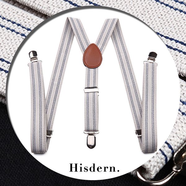 

party wedding classic s107a gray stripe men's classic brace clip-on suspenders elastic x-shape, Black;white