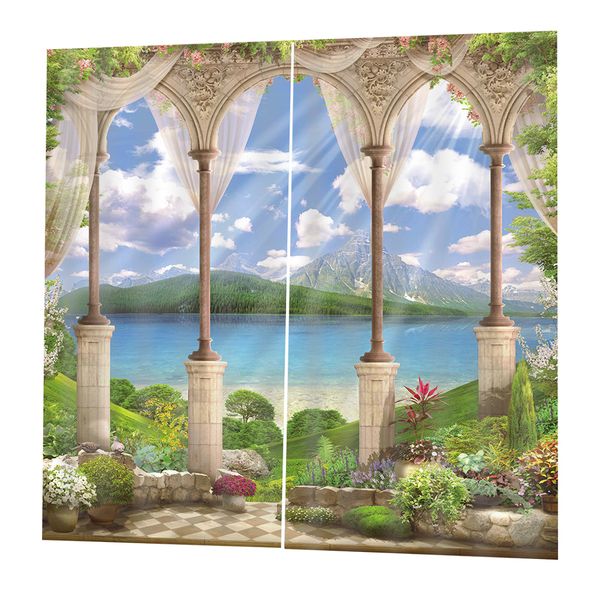 

3d print waterproof polyester shower curtain window blackout drape,170x200cm