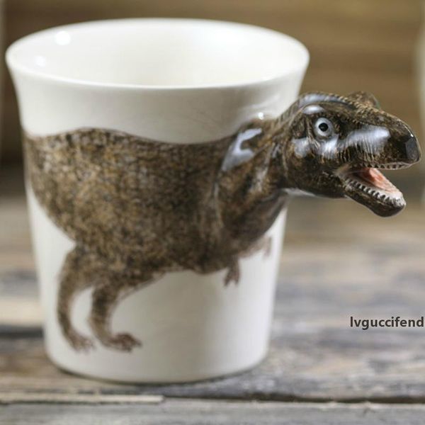 

creative tyrannosaurus ceramic mug hand-painted animal dinosaur coffee cup 3d stereo cartoon cup funny mugs t200506