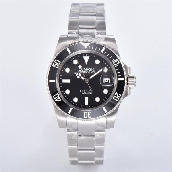 

oumashi automatic mechanical watch for the men's watches men 40mm sapphire glass luminous date stainless steel, Slivery;brown