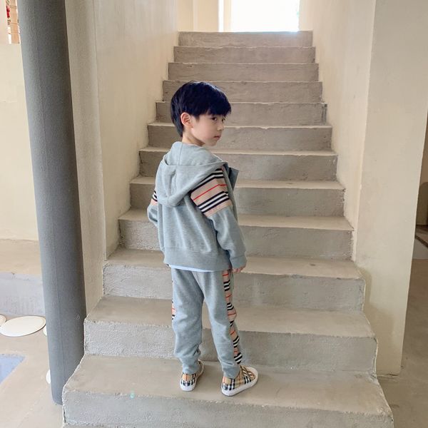 

new spring autumn baby boys girls suits children cotton zipper jacket pants 2pcs/sets kids tracksuits toddler active clothing, White