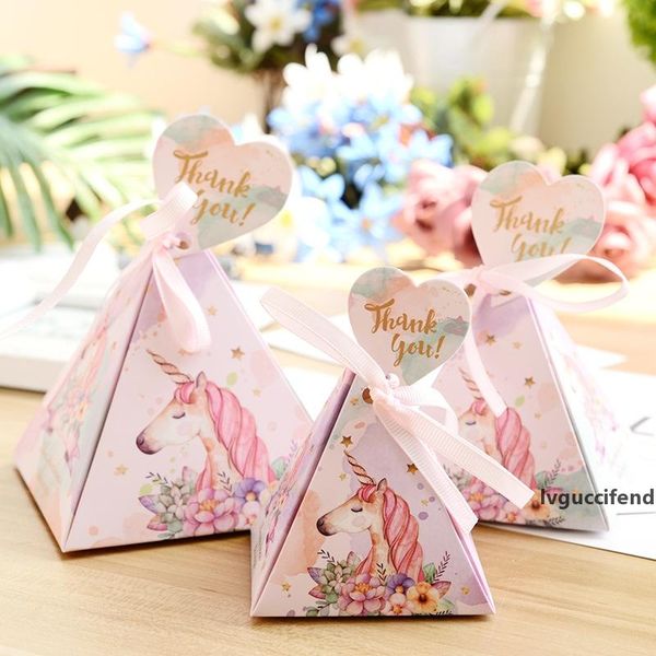 

unicorn triangle pyramid style candy paper box wedding favors party supplies candy boxes wedding box party decoration 30pcs