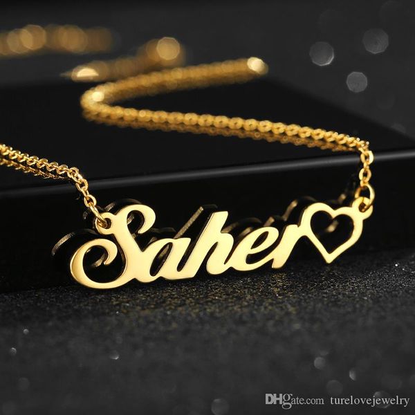

2020 personalized stainless steel name necklace gold plated customized jewelry birthday gift pendant necklaces, Silver