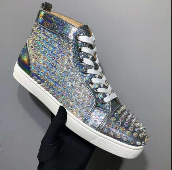 

multicoloured spikes red bottom studs men's shoes pik pik genuine leather mens sneakers luxury party wedding casual trainers free, Black