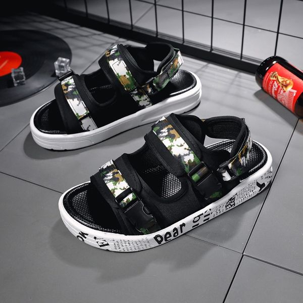 

new men's trendy youth neutral magic buckle two-wear non-slip and magic sandals wear-resistant sandals
