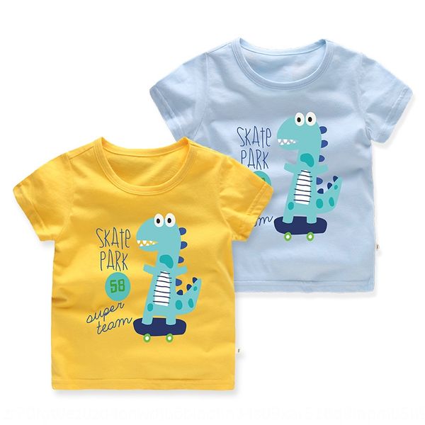 

l3igh korean clothing dinosaur summer short-sleeved net 14 korean t-shirt clothingwear dinosaur children's summer short-sleeved t-shirt, Blue