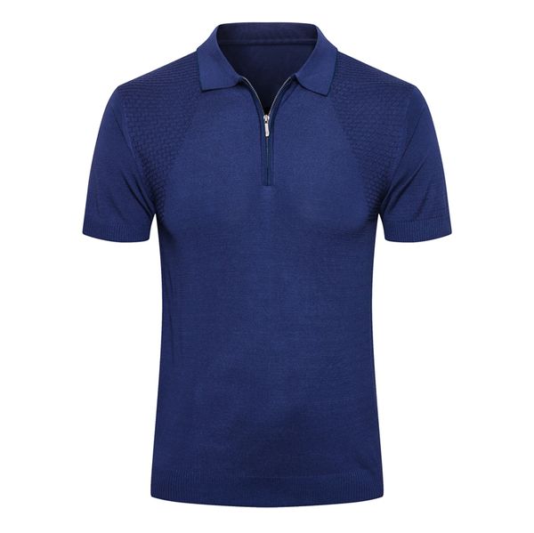 Billionaire Poloshirt Seide Männer 2020 Sommer neue Mode lässig Elastizität Reißverschluss Geometrie Gentleman große Größe M-5XL kostenloser VersandC5HA