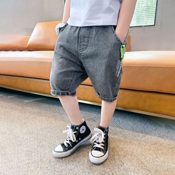 

lcy6n men's summer clothes 2020 new fashion style children's shorts trousers pants and trousers denim shorts medium and large chil, Blue