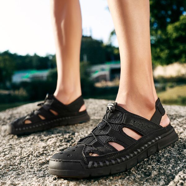 

trendy men's shoes summer 2020 new outdoor wear resistant beach shoes men's cross border large size casual summer sandals, Black