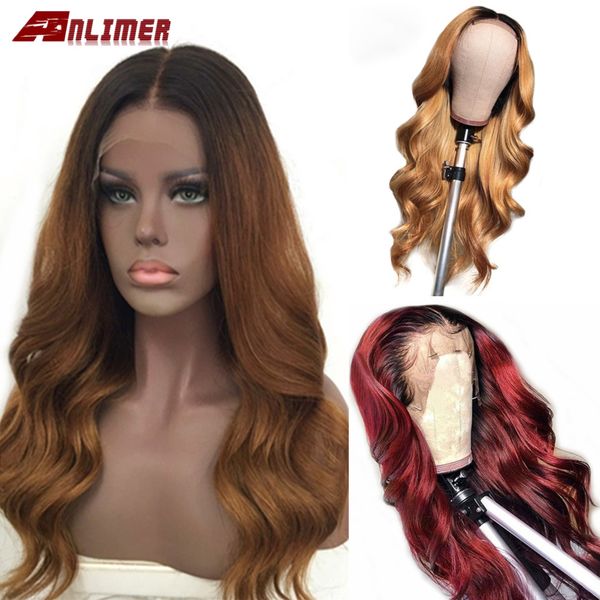 

body wave ombre 1b 30 pre plucked lace front human hair wigs middle part brazilian remy ombre blonde burgundy 99j lace front wig, Black