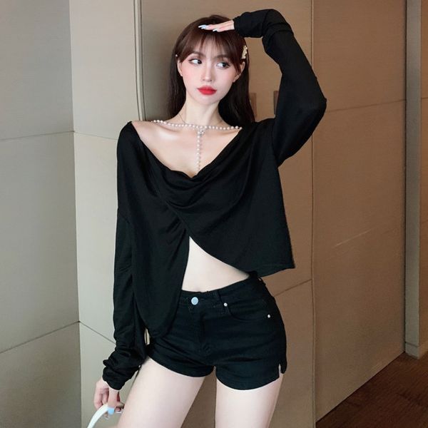 

women dresses trendy womens dress shop twisted backless two wear careful machine design feeling shirt long sleeve all-match t-shirt fas, White