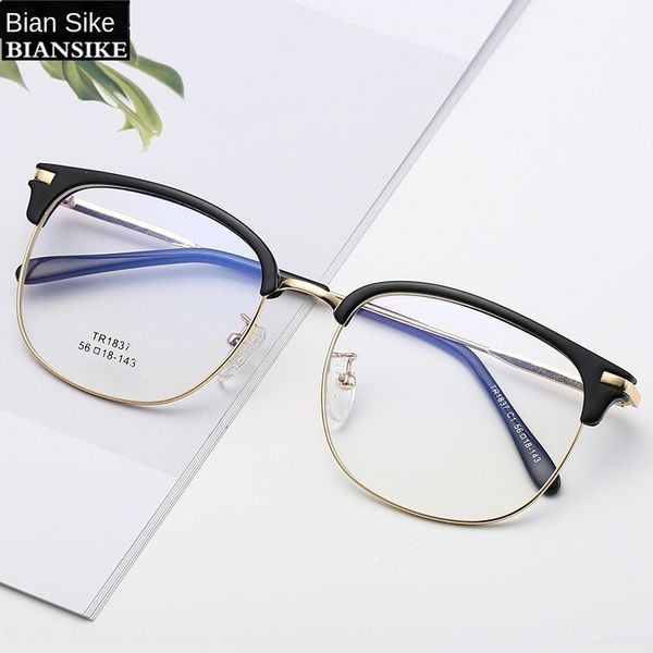 

new tr90 round metal myopia glasses eyebrow frame universal myopia glasses frame kick-off 1837, Silver