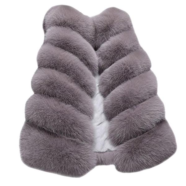 

faux fur coat womens ladies sleeveless color waistcoat solid loose vest warm overcoat jacket coat outerwear loose winter 19oct28, Black